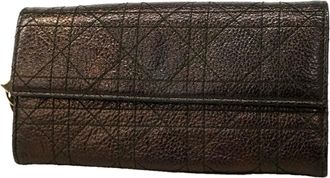 Dior Dark Brown Leather Long Wallet (Bi-Fold) (Pre-Owned)
