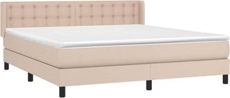 vidaXL Vidaxl - Cama Box Spring Con Colch&oacute;n Cuero Sint&eacute;tico Capuchino 160x200cm