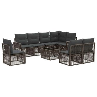 vidaXL Conjunto De Sof&aacute;s De Jard&iacute;n 9 Pcs Gris Y Gris Oscuro Vidaxl