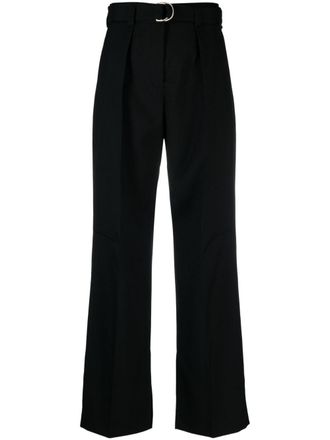 Jil Sander belted-waist wide-leg trousers - women - Cotton/Wool - 32 - Black