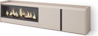 Skraut Home Skraut Home - Mueble Tv, Televisi&oacute;n, Muebles De Sal&oacute;n, Almacenaje, 212x35x50cm, Para Tv Hasta 80, Chimenea El&eacute;ctrica Xxl, Estilo Moderno, Beige