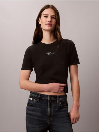 Calvin Klein Jeans Calvin Klein Womens Stacked Logo Graphic Classic T-Shirt - Black - XL