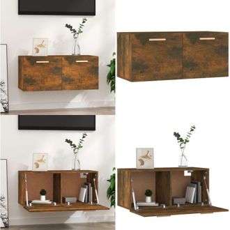 vidaXL Mobile Parete Rovere Fumo 80x35x36,5 cm in Legno Multistrato - Mobiletto da parete - Armadio da parete