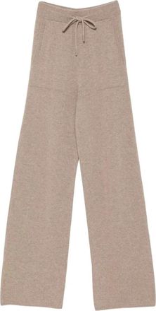 Max Mara Mxmfiabe Gebreide Broek - Dames - Wijde Broeken - Beige - XS - Kasjmier - Broeken