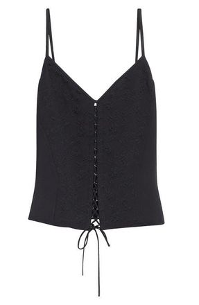 Alexander McQueen Floral Jacquard Corset Camisole in Black at Nordstrom, Size 6 Us
