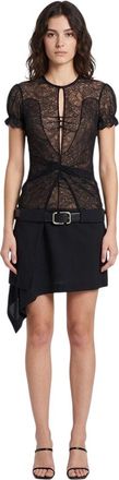 The Attico Black Floral Round Neck Mini Dress