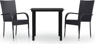 Les Tendances Les Tendances - Juego De Comedor Exterior Negro De 3 Piezas 020013562