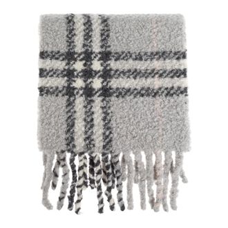 Burberry Winter Scarves, unisex, Gray, Size: ONE SIZE Check Alpaca Wool Blend Boucl&eacute; Scarf