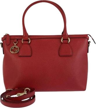Gucci Pre-owned Leren Interlocking Handbag Tote - Dames - Vintage Shopper - Rood - ONE Size - Leer - Vintage