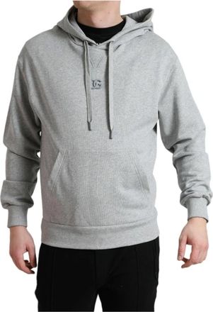 Dolce & Gabbana Hoodies - Heren - Hoodies - Grijs - 2XS - Katoen - Hoodies & sweatvesten