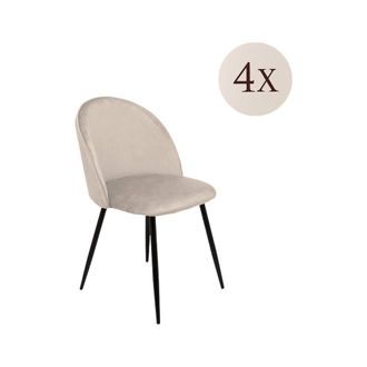 Dmora Dmora - Juego De 4 Sillas Stinson, Sill&oacute;n Tapizado En Terciopelo, Silla De Comedor Acolchada, Asiento Para Reuniones, 51x54h82 Cm, Gris Claro