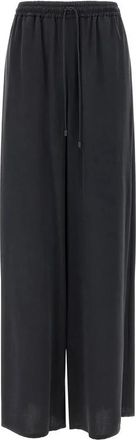 Max Mara Wijd uitlopende gewassen zijden broek - Dames - Wijde Broeken - Zwart - S - Broeken