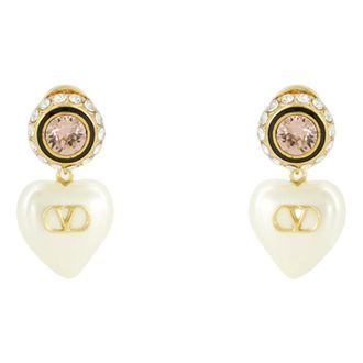 Valentino Garavani Earrings, female, Yellow, Size: ONE SIZE Vlogo Heart Earrings