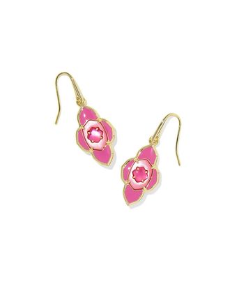 Kendra Scott Womens Abbie Medallion Small Drop Earrings In Gold Hot Pink Mix