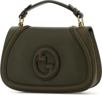 Gucci Womens Blondie Top Handle Bag Green Calf Skin