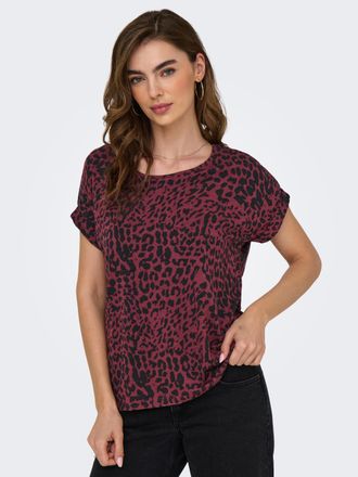Only ONLMOSTER - Shirt mit Animal-Print und lockerem Schnitt animal-print, modisch, loose fit, Viskosemischung, Rundhals