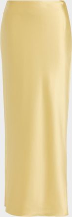 Cult Gaia Chantel Straight Bias-Cut Satin Maxi Skirt