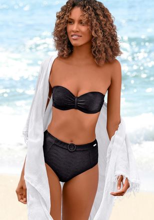 Sunseeker B&uuml;gel-Bandeau-Bikini-Top SUNSEEKER Loretta, Damen, Gr. 34, Cup B, schwarz, Microfaser, Polyamid, Strukturmuster, strukturiert, unifarben, Bikini-Obert