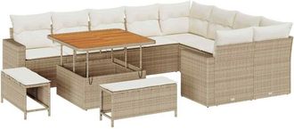 vidaXL Conjunto De Sof&aacute; De Jard&iacute;n Con Coj&iacute;n 12 Pcs Beige Y Crema Vidaxl