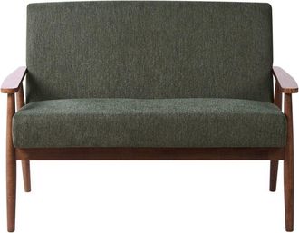 Beliani Sofa 2 Seater ESRUM Fabric Dark Brown/ Green