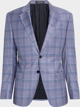 Emporio Armani Mens Oversized Plaid Sport Coat
