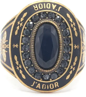 Dior Black Navy Metal Band Ring (Pre-Owned)