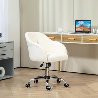 STILVORA Sedia Da Ufficio Ergonomica In Boucl&eacute;, Altezza Regolabile, Funzione Basculante, Colore Bianco Crema