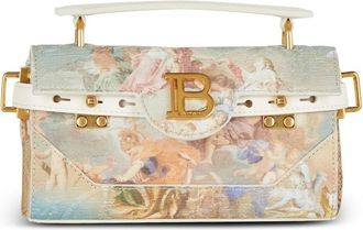 Balmain B-Buzz 19 painterly-print crossbody bag - women - Metal/Cotton/Suede/Leather - One Size - Blue