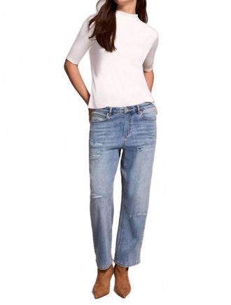 Tribal Audrey Super Straight Flood Jeans In Washed Blue