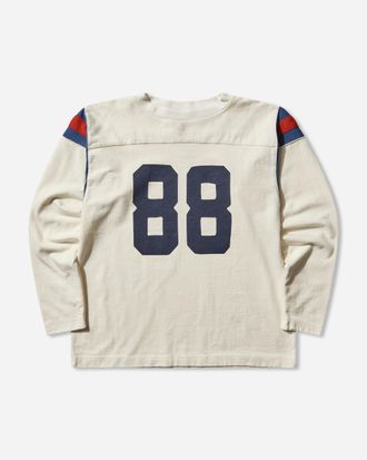 KAPITAL Men s 16/-Dense Jersey Elbow-Rip Football Tee (88pt) White
