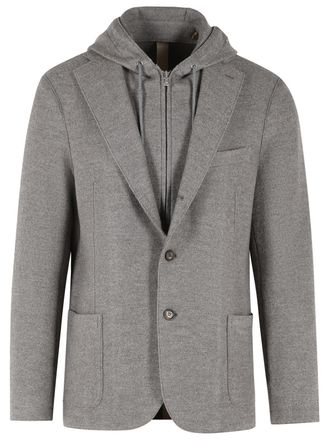 Eleventy Grey Wool Single-Breasted Blazer