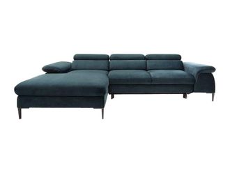VENTE-UNIQUE.COM Sof&aacute; rinconera terciopelo azul oscuro