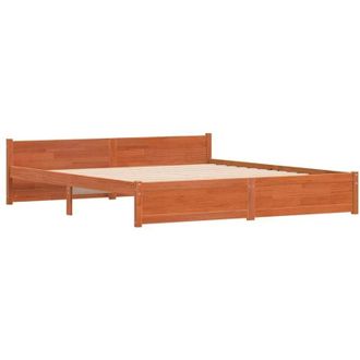 vidaXL Estructura De Cama Con Cabecera Marr&oacute;n Cera 200 X 200 Cm Vidaxl