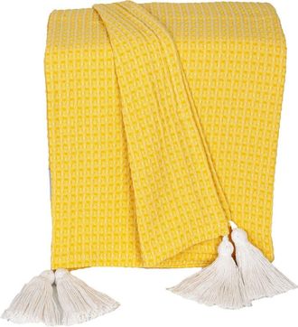 Parkland Collection Khonsu Waffle Weave Tassel Throw Blanket in Yellow at Nordstrom Rack