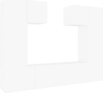 vidaXL Set De Muebles Para Tv 6 Piezas Madera Contrachapada Blanco Vidaxl