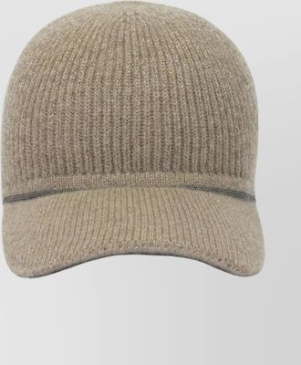 Brunello Cucinelli curved brim knit hats with ribbed texture