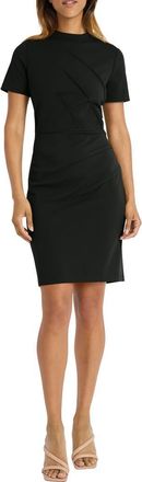 Maggy London Pintuck Short Sleeve Sheath Dress in Black at Nordstrom Rack, Size 16