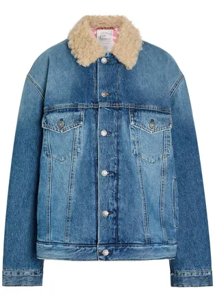 Acne Studios Quilted Faux Shearling and Denim Jacket - Mid Blu - XS/S (UK6-8 / XS)