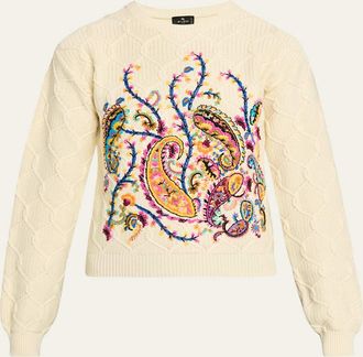 Etro Floral Paisley Embroidered Cotton-Blend Sweater