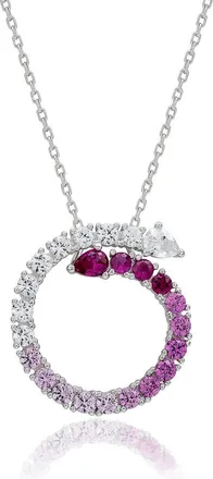Suzy Levian Silver 2.00 Ct. Tw. Diamond & Pink Sapphire Circle Journey Pendant