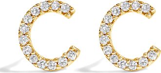 House of Brilliance 10K Gold 1/10 Cttw Diamond Initial A to Z Stud Earring