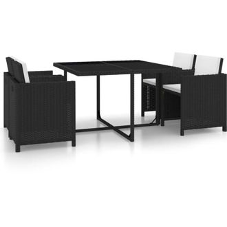 vidaXL Vidaxl - Set da Pranzo da Giardino 5 pz con Cuscini in Polyrattan Nero