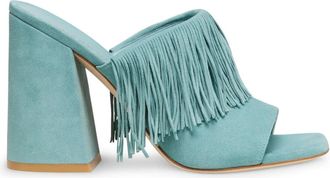 Stuart Weitzman Elegante Sandaal met Franjes - Dames - Muiltjes - Groen - 38 EU - Su&egrave;de - Schoenen