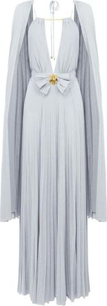 Elisabetta Franchi Abito da sera in lurex con design a mantella - Blu