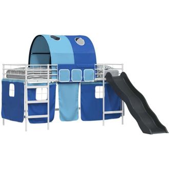 vidaXL KidsLoft Bed Frame White and Blue 90 x 200 cm Metal vidaXL