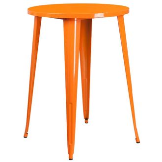 Flash Furniture Commercial Grade 30 Round Orange Metal Indoor-Outdoor Bar Height Table