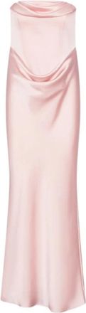 Rotate Corsage Lange Jurk - Dames - Avondkleed - Roze - M - Leer - Kleedjes