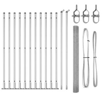 Berkfield Home Welded Wire Fence with 13 Flanged Posts 1.4x25 m Galvanised Steel in Silver