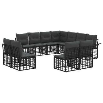 vidaXL Conjunto De Sof&aacute;s De Exterior 11 Pcs Negro Y Gris Oscuro Vidaxl