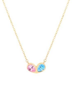 Gabi Rielle Double Love Heart Necklace in Gold/Aqua/Pink at Nordstrom Rack